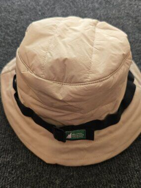 MEC Reversible Bucket Hat S/M | Nylon Outdoor Sun Hat Beige / Geometric Pattern